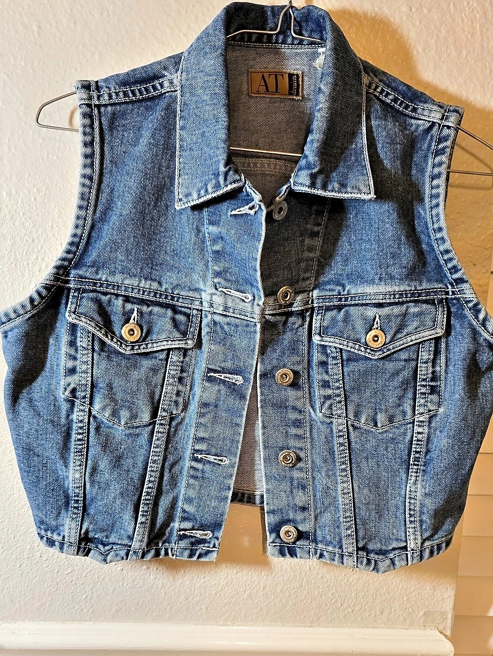 Vintage AT Denim Vest in Blue Size Small